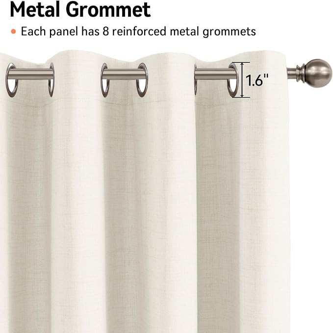 100% Blackout Linen Textured Curtains 90 Inch Long, Light Blocking, Thermal - Image 6