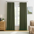 Dark Olive Green Blackout Curtains 102 Inches Long, Christmas Home Decoration by KEQIAOSUOCAI
