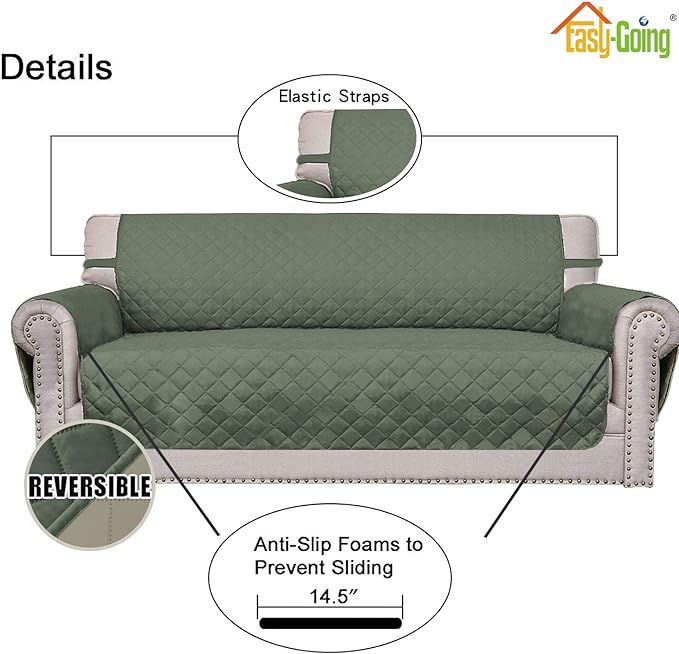 Easy-Going Reversible Couch Cover, 2 Cushion Sofa, Slipcover - Image 3