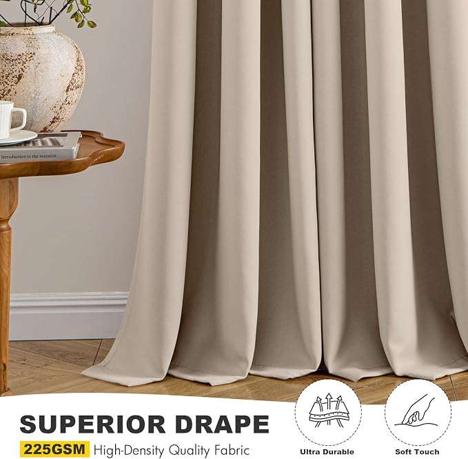 MIULEE Blackout Curtains for Bedroom 2 Panels 40 x 84 Inch Long Taupe | Thermal - Image 5