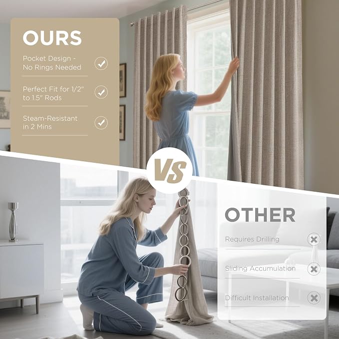 Joydeco Linen Blackout Curtains - Image 7