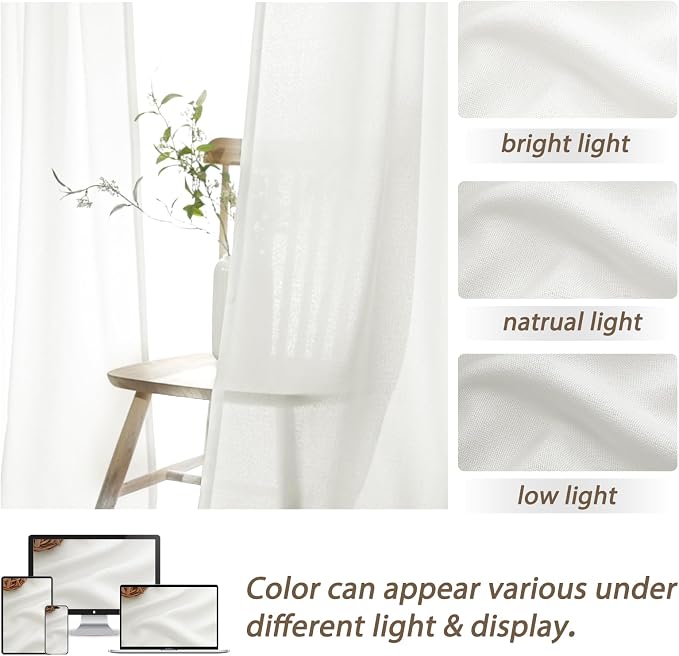 PleatedDrapes White Linen 102 Inch Long Curtains - Image 7