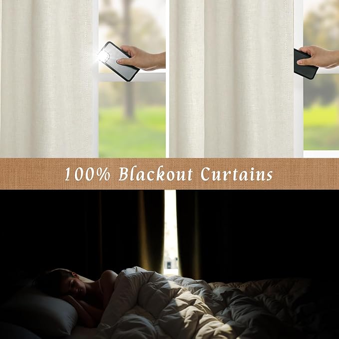 Linen 100% Blackout Window Curtains - Image 4