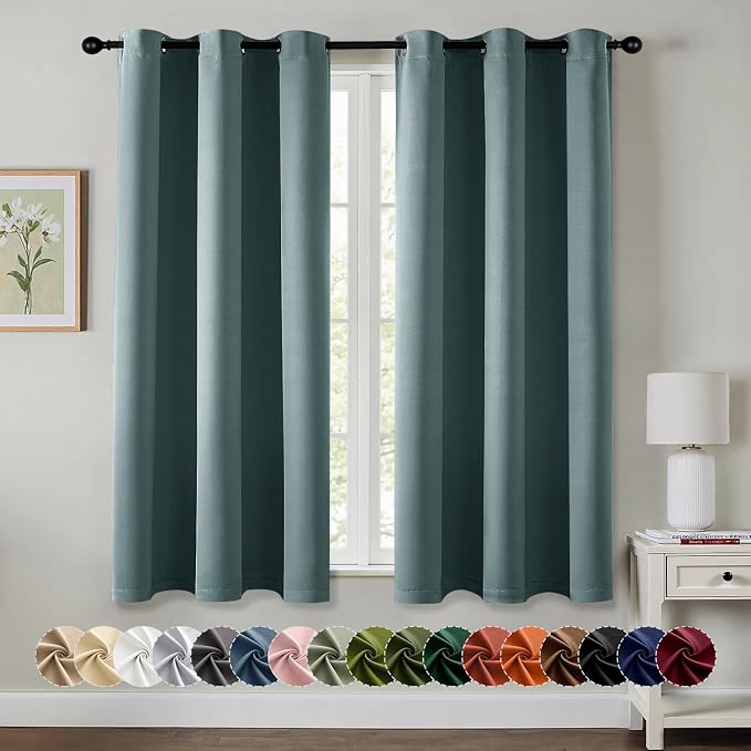 MIULEE Blackout Curtains for Bedroom 2 Panels 40 x 45 Inch Long Dusty Blue | by MIULEE