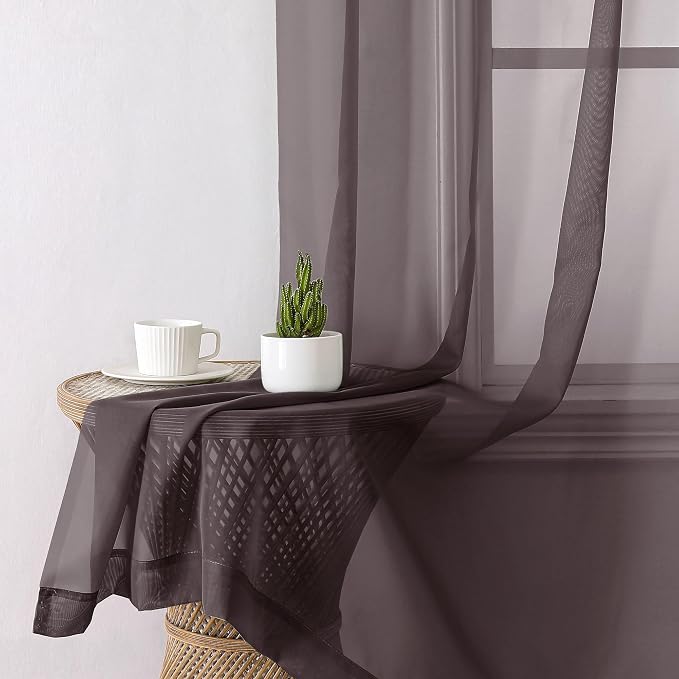 Chocolate Sheer Curtains 78 Inches Long 2 Panels, Light Filtering Voile Airy - Image 4