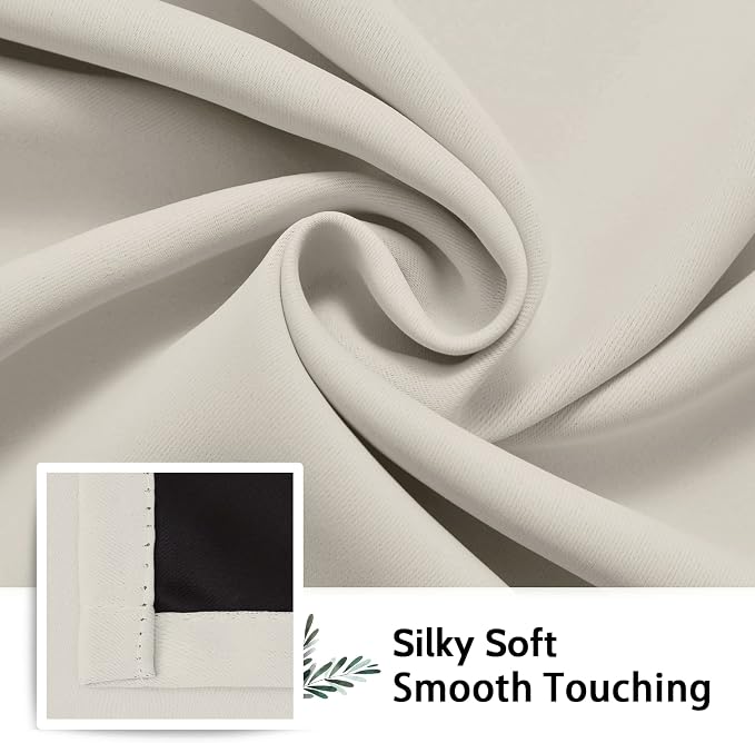 SimpleHome Cream 100% Blackout Curtains Room Darkening Living Room 36 Inch | - Image 7