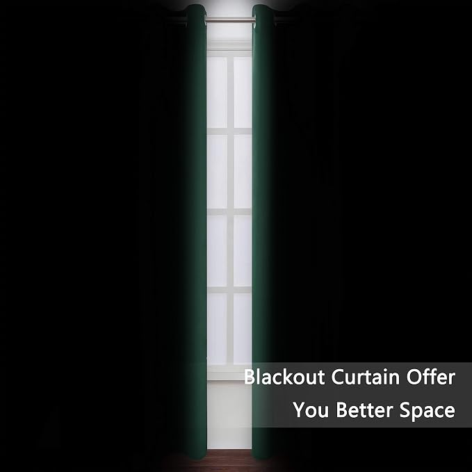 Dark Green Thermal Blackout Curtains/52 x 95 Inch/Set of 2 Panels Room - Image 3