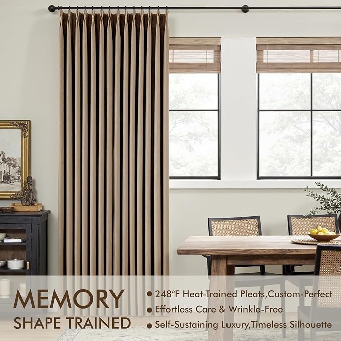 MIULEE Cafe Brown Pinch Pleated 100% Blackout Linen Curtains 40x102 Inches | - Image 3
