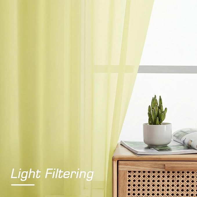 Short Sheer Curtains for Bedroom Living Room 54 Inch Length 2 Panels Set - Image 2