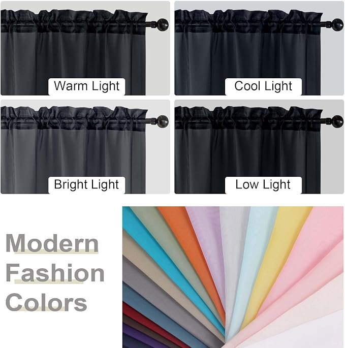 Black Sheer Curtain for Bedroom Living Room 78 Inches Long 2 Panels Set - Image 7