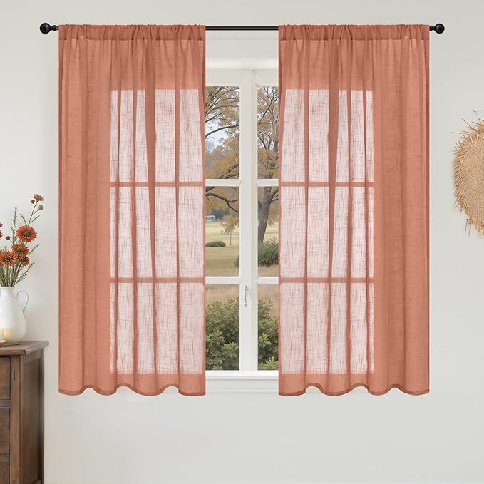 BGment Terracotta Linen Curtains 54 Inch Length by BGment