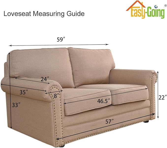 Easy-Going Stretch Loveseat Couch Covers Washable Cream | 1-Piece Loveseat - Image 4