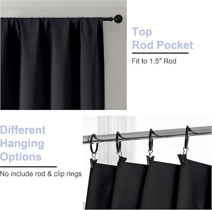 Simplebrand Ava Halloween Black Short 36 Inches Blackout Curtain 2 Panels Set - Image 4