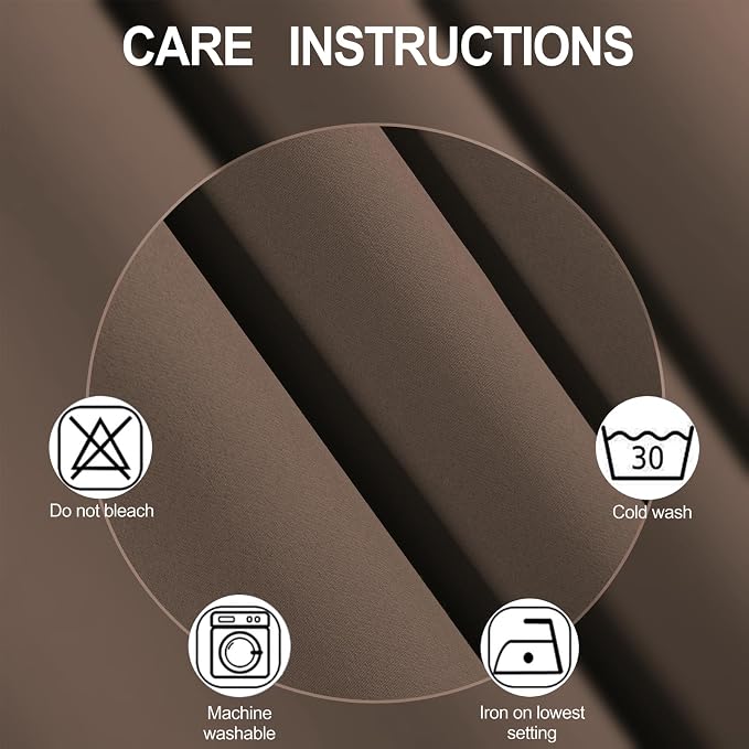Chocolate Brown Blackout Curtains 34 x 84 Inch Length/Set of 2 Curtain - Image 4