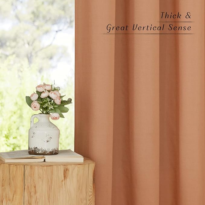 NICETOWN Linen Flax Semi Sheer Curtains 92" Length, Grommet Window Treatments - Image 4