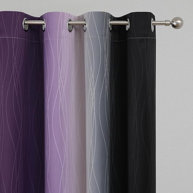 Black and Purple Ombre Blackout Curtains 90 Inch Length | Room Darkening - Image 4