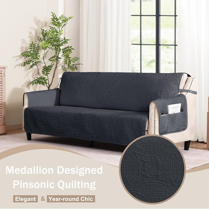 Black Loveseat Covers for 2 Cushion Couch, Water-Repellent Covers for Love Seat - Image 8