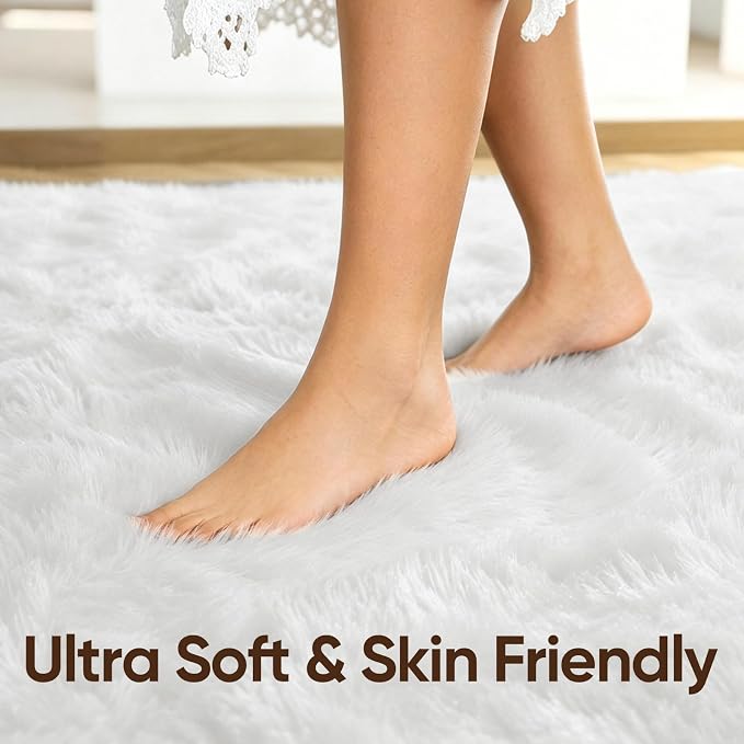 8x10 Extra Large White Fluffy Area Rug Non-Slip - Image 5