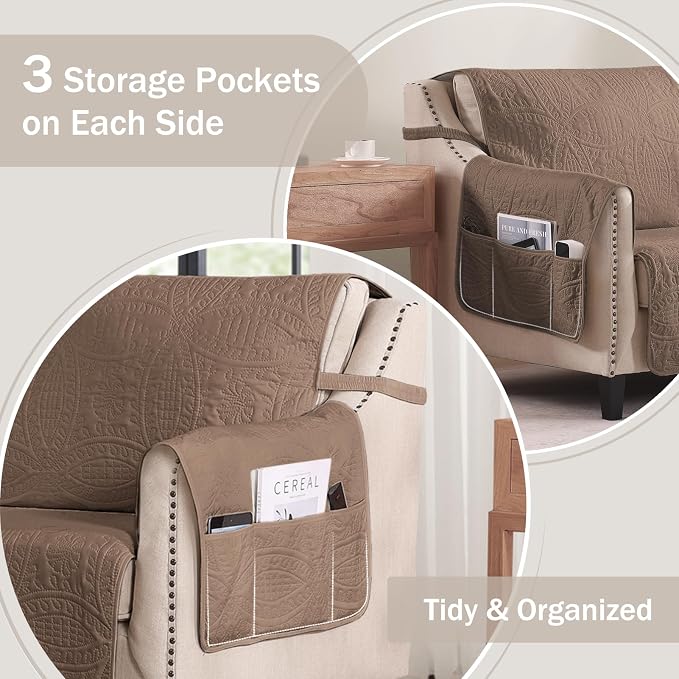 Toffee Loveseat Covers for 2 Cushion Couch, Water-Repellent Covers for Love - Image 4