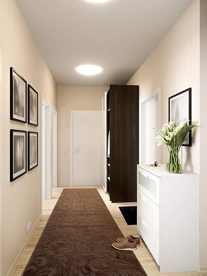 Custom Length Hallway Runner Rug, Slip Resistant, Floral Brown, 26 Inch X 22 - Image 3