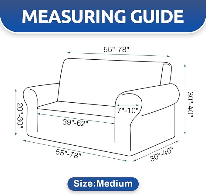 Stretch Loveseat Couch Cover, 2 Cushion Couch Slipcover, Elastic Bottom - Image 5