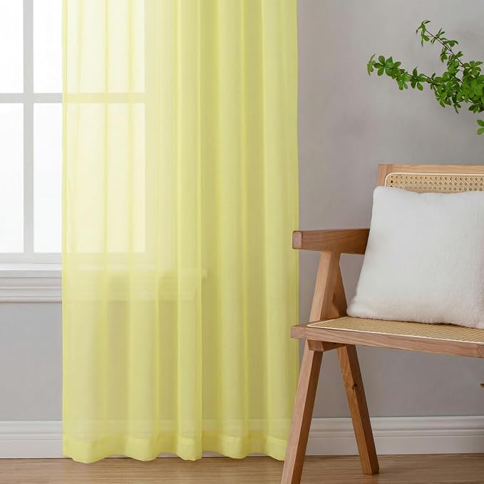 Short Sheer Curtains for Bedroom Living Room 54 Inch Length 2 Panels Set - Image 6