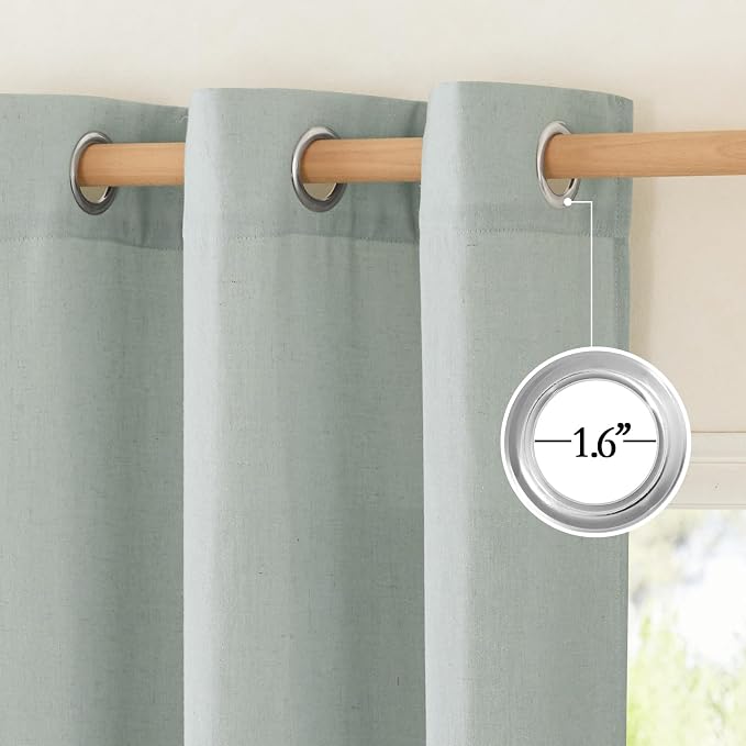 NICETOWN Flax Linen Sage Green 108 inch Curtains, Grommet Thick Linen Blend - Image 2