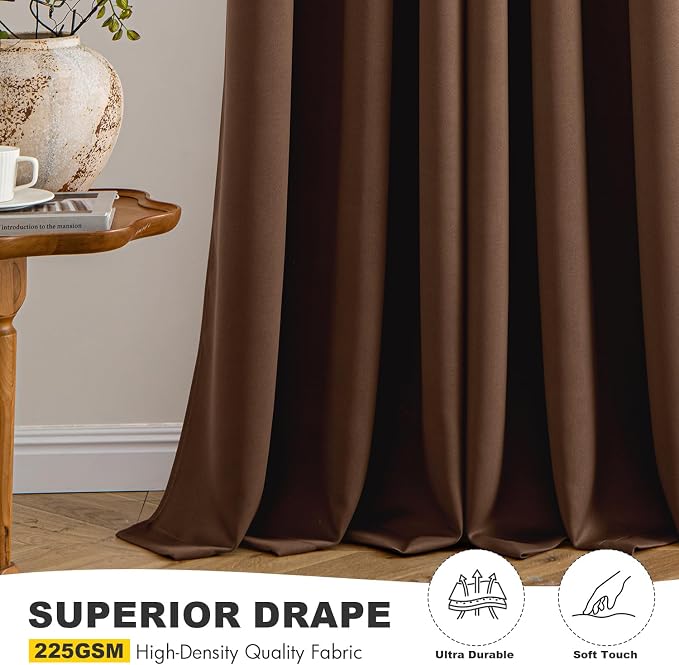 MIULEE Blackout Curtains for Bedroom 2 Panels 40 x 72 Inch Long Mocha Brown | - Image 5