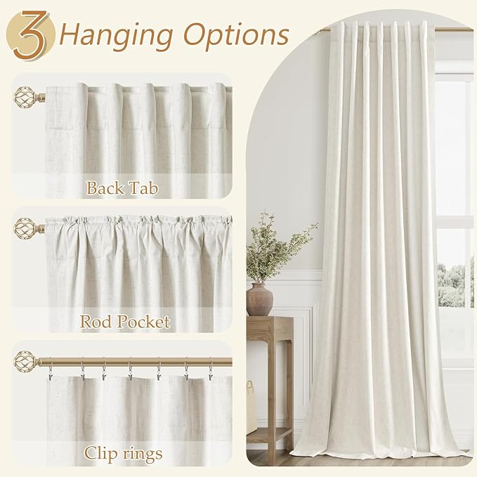 Extra Long 100% Blackout Linen Curtains - Image 6