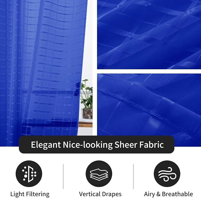 SpaceDresser Check Sheer Curtains 72 Inches Long - Image 4