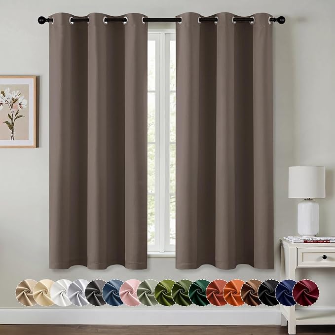 MIULEE Blackout Curtains for Bedroom 2 Panels 40 x 63 Inch Long Tan Brown | by MIULEE