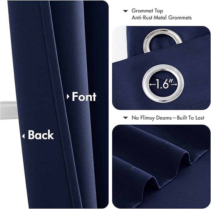 MIULEE Blackout Curtains for Bedroom 2 Panels 40 x 54 Inch Long Navy Blue | - Image 4
