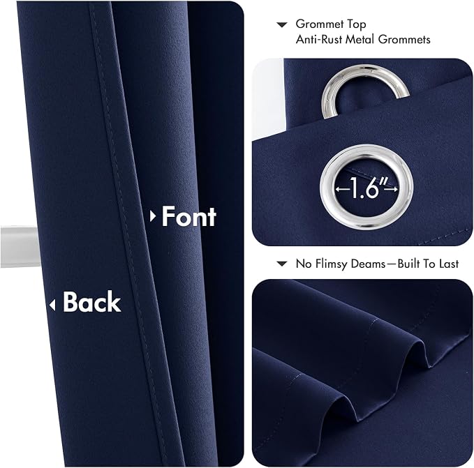 MIULEE Blackout Curtains for Bedroom 2 Panels 40 x 40 Inch Long Navy Blue | - Image 4