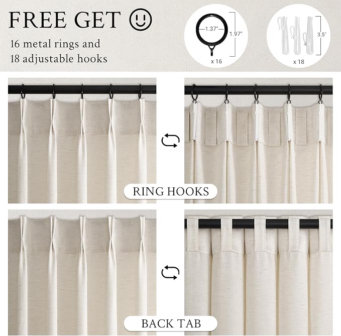 Pinch Pleated 92 Inch Curtains 2 Panels - Image 6