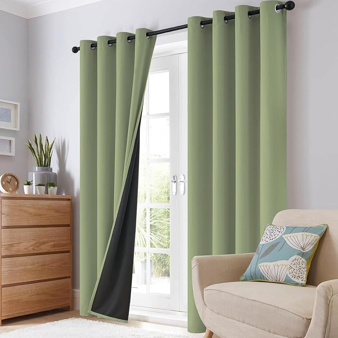 SimpleHome Sage 100% Blackout Curtains Room Darkening Living Room 72 Inch | - Image 8