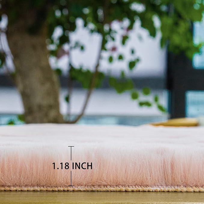 ORINOVA Pink Fuzzy Washable Furry Area Rugs - Image 2