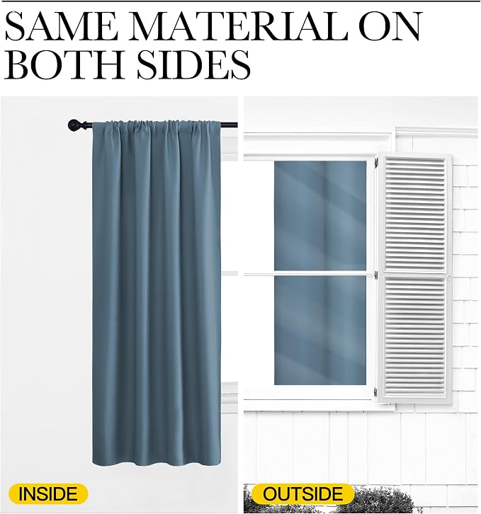 NICETOWN Blackout Curtains for Bedroom, Smoky Blue, 1 Pair, 42 by 45-inch - Image 5