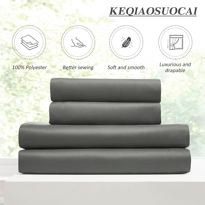 Grey Block Out Curtains for Bedroom, Sound Reducing Solid Window Treatment for - Image 5