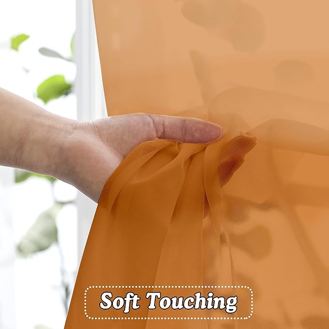 Orange Sheer Curtains 72 Inches Long 2 Panels - Image 5