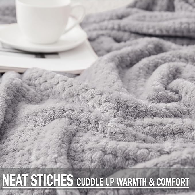 Exclusivo Mezcla Soft Waffle Fleece Bed Blanket Twin XL Size, Light Gray | - Image 5