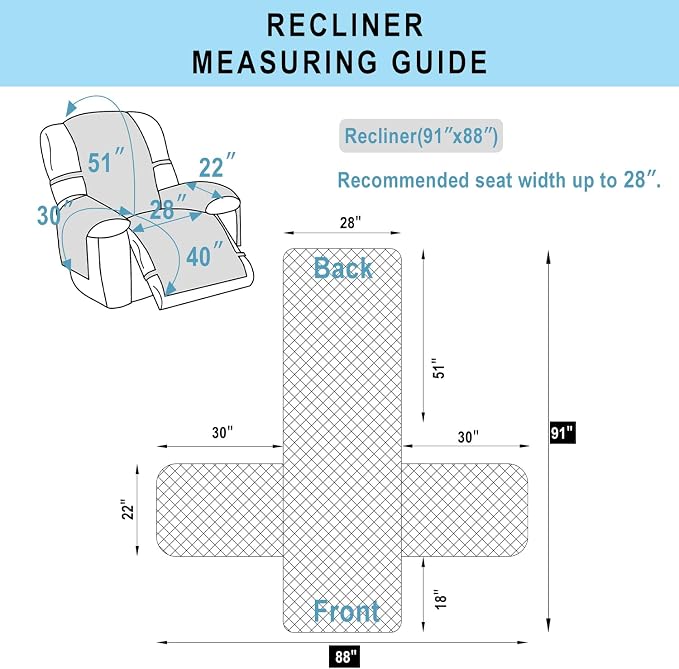 Reversible Chair Covers for Recliner Oversized, Sand/Beige | Recliner Oversized - Image 7