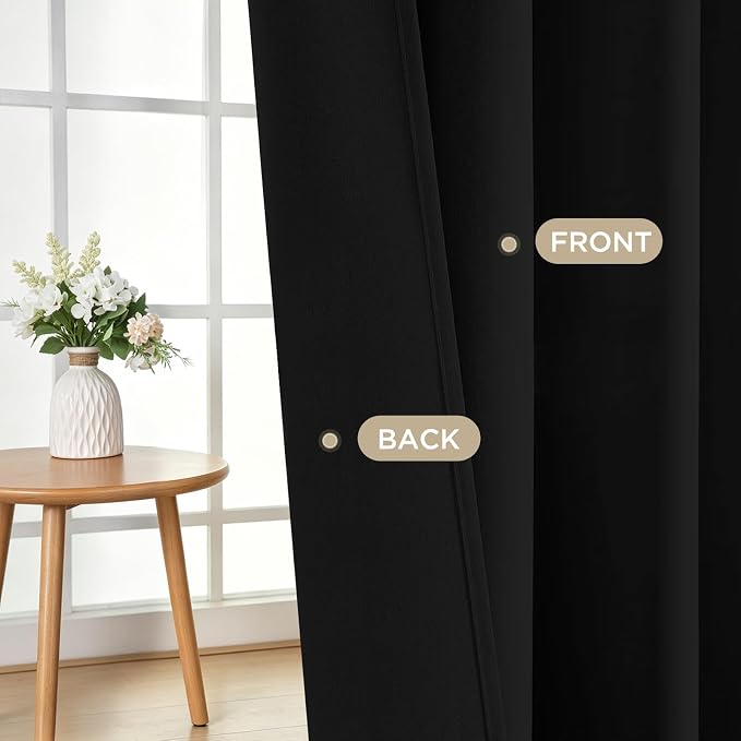 Joydeco Black Curtains 84 inch Long, Thermal Insulated Privacy Room Darkening - Image 5