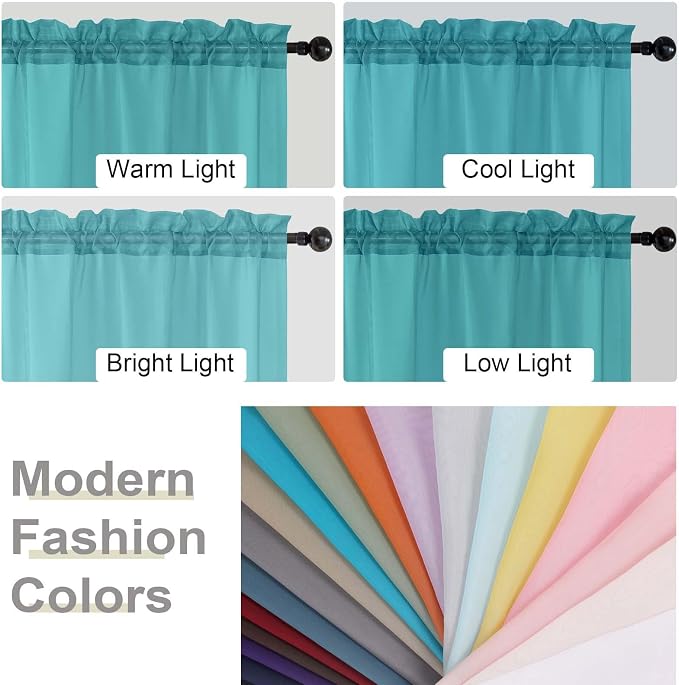 Turquoise Sheer Curtains for Bedroom Living Room 96 Inches Long 2 Panels - Image 6