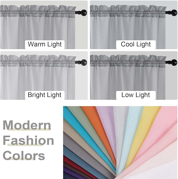 Light Grey Sheer Curtains for Bedroom Living Room 96 Inches Long 2 Panels - Image 7
