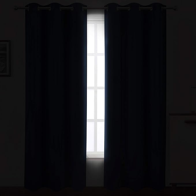 Navy Thermal Blackout Curtains/38 x 84 Inch/Set of 2 Panels Room Darkening - Image 3