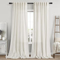 Cream Linen Curtains 110 Inches Long 2 Panels Set by Nanspring