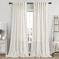 Linen Cream Curtains 107 Inch Extra Long by Nanspring