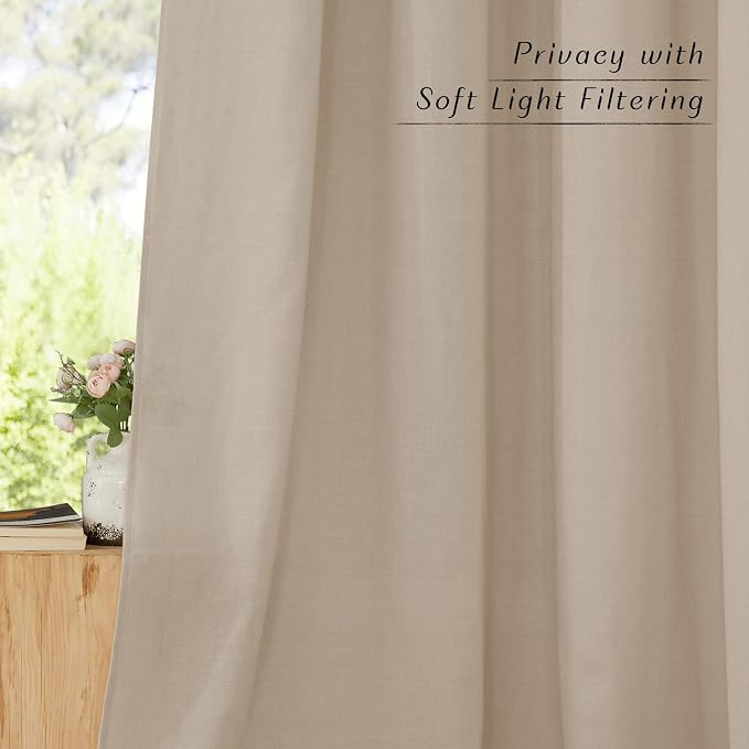 NICETOWN Linen Taupe Window Curtains 84 inches Long, Grommet Thick Linen Blend - Image 7
