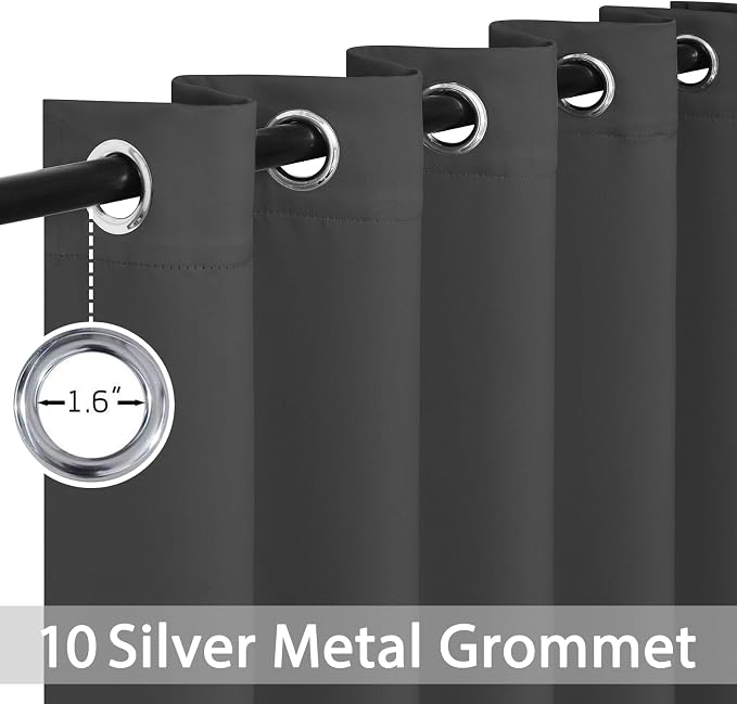 Yakamok Room Darkening Curtains 62x96 inch Length Charcoal Grey-Living Room | 2 - Image 2