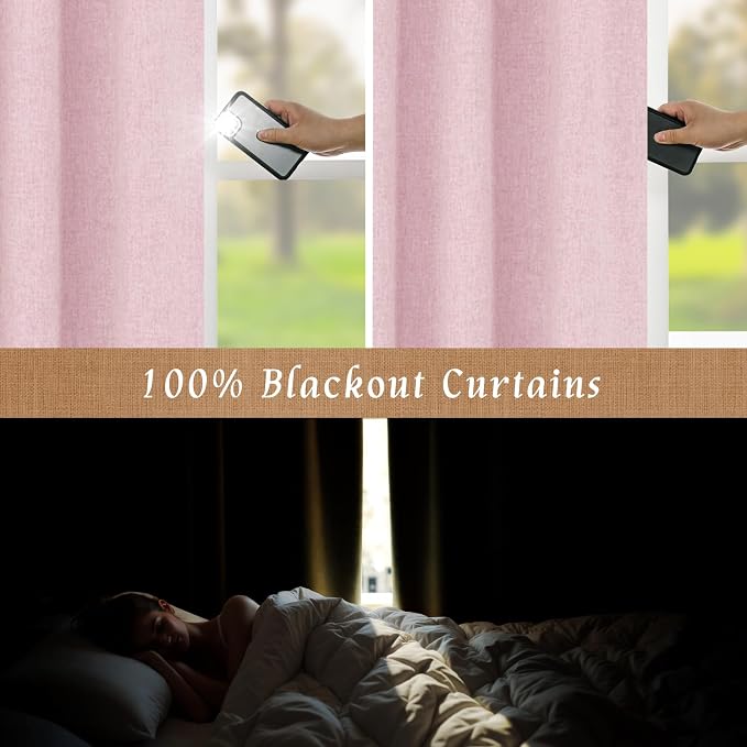 54 Inch Full Blackout Linen Window Curtains - Image 3